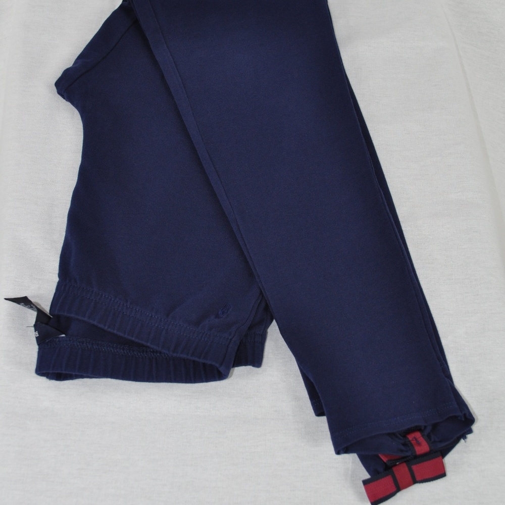 RALPH LAUREN Cotton Grosgrain Bow Leggings XL Navy